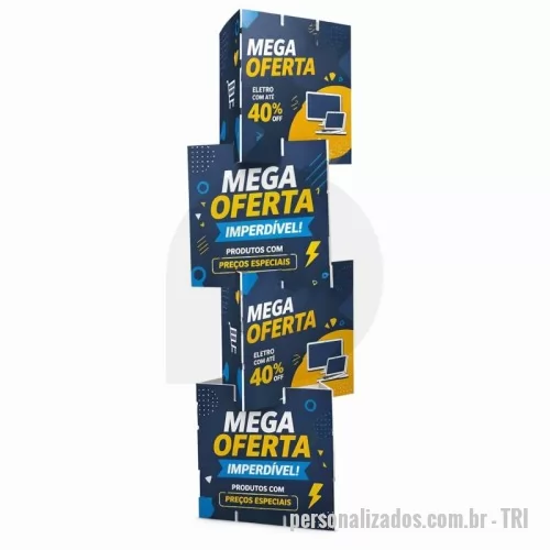 Totem personalizado - Totem Triedro em Polionda 3 mm 40x160 cm – Display Promocional para PDV e Eventos O Totem Triedro em Polionda 3 mm 40x160 cm é uma solução eficiente e econômica para divulgação de produtos, campanhas promocionais e ações de trade marketing. Com três faces de comunicação, ele permite visualização em 360°, garantindo maior destaque da marca em pontos de venda, supermercados, lojas, eventos e feiras promocionais.  Produzido em polionda (PP corrugado) de 3 mm, o totem é leve, resistente e fácil de transportar e montar, sendo ideal para campanhas promocionais de curta ou média duração.