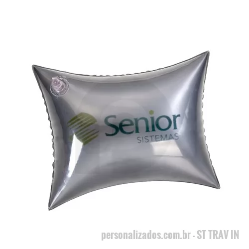 Travesseiro inflável personalizado - Travesseiro inflável Personalizado, Dimensões 30 x 22 cm, Cor TRANSPARENTE, Materia Prima PVC CRISTAL 0,20, Dimensões 30 x 22 cm