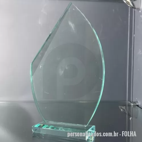 Troféu de cristal ou vidro personalizado - troféu em vidro incolor 15mm modelado