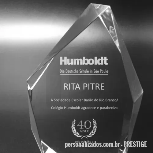 Troféu de cristal ou vidro personalizado - Troféu de cristal personalizado