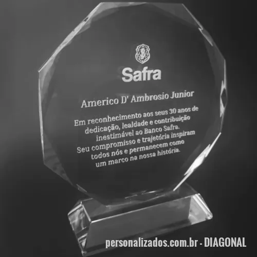 Troféu de cristal ou vidro personalizado - Troféu de cristal personalizado