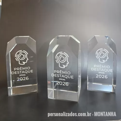 Troféu de cristal ou vidro personalizado - Troféu de cristal personalizado com gravação externa