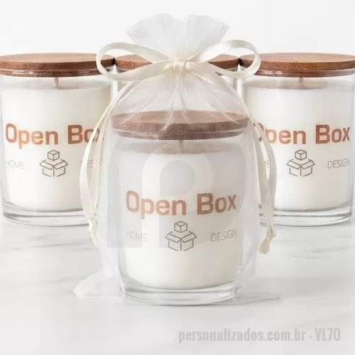 Vela ecológica personalizada - vela personalizada no frasco 70ml com tampa de madeira