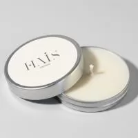 VELA AROMÁTICA 20GRS PERSONALIZADA  TAMANHO:  5,3 cm x 1,5 cm  CERA VEGETAL DE COCO, PAVIL DE ALGODÃO E ESSÊNCIA PREMIUM. LATINHA DE ALUMINIO 50 GRS COM TAMPA  PERSONALIZAÇÃO NO ROTULO 