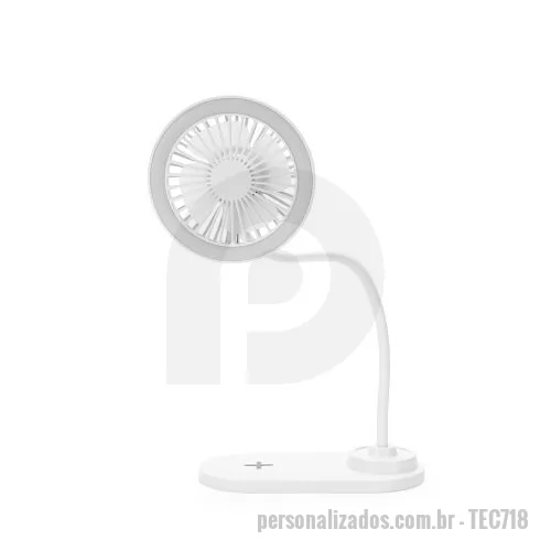 Ventilador personalizado - Mini Ventilador Luminária LED com Carregador por Indução Wireless Personalizado