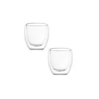 Conjunto com 2 copos de vidro borossilicato com parede dupla e capacidade de até 180ml. Dimensão Produto: 8,3xø6,7 cm Peso do Produto: 0,104 kg