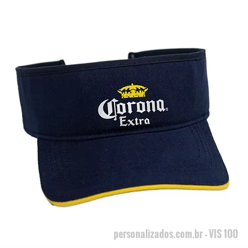 Viseira personalizada - Viseira em tecido microfibra ou brim com reg. na nuca de plástico ou velcro e logotipo silk.