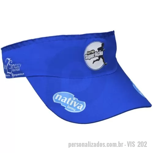 Viseira personalizada - Viseira em tecido microfibra com regulador na nuca de velcro e logotipo silcado
