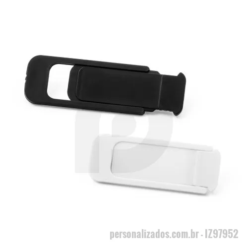 Webcam personalizado - Protetor para webcam em ABS 100% reciclado com tampa deslizante e autocolante no verso. Formato universal para smartphone, tablet, notebook e computador de secretária. 42 x 17 x 2 mm | Aberto: 65 x 17 x 2 mm