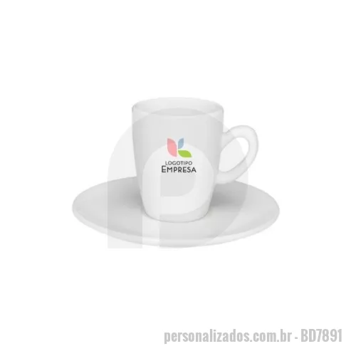 Xícara de café personalizada - Xícara de porcelana para café com pires.