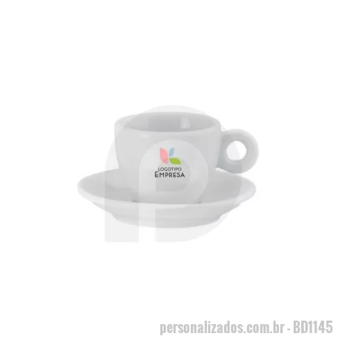 Xícara de café personalizada - Xícara de porcelana para café com pires.