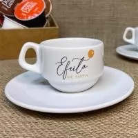 xícara de porcelana para café, modelo Empilhável, 80 ml.