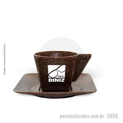 Xícara personalizada - Xícara com Pires feita com 50% de Fibra de Coco ou Fibra de Madeira de reflorestamento. Design exclusivo do Grupo BB, esse produto é uma novidade no mercado de brinde em plástico. É resistente a microondas e a máquina de lavar.   Produto premiado 2 vezes nos Estados Unidos como verdadeiramente sustentável!