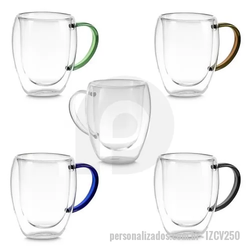 Xícara personalizada - Caneca de vidro borossilicato com parede dupla, com capacidade de até 350ml.