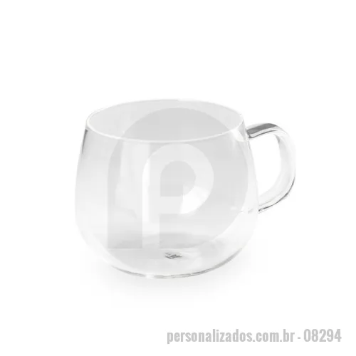 Xícara personalizada - Descrição: Xícara de vidro transparente com capacidade de 350ml.  Altura :  7,4 cm  Largura :  12 cm  Circunferência :  29,1 cm