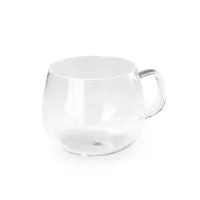 Descrição: Xícara de vidro transparente com capacidade de 350ml.  Altura :  7,4 cm  Largura :  12 cm  Circunferência :  29,1 cm  Medidas aproximadas para gravação (CxL):  6 cm x 7 cm  Tamanho total aproximado  (CxL):  Diâmetro: 7,5 cm